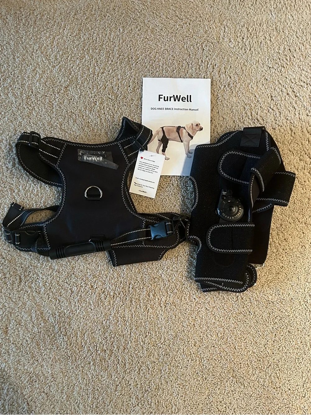 NWT Furwell Dog Knee Brace Adjustable Support ACL & CCL Tear Recovery, Post-Su